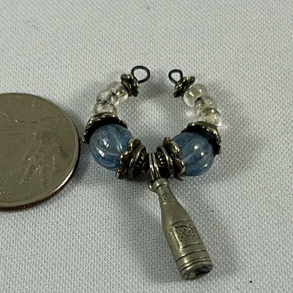 Lot 5 Multicolored Beaded Wine Charms Silver Tone Cheese Wedge Grapes Bottle - Picture 11 of 12